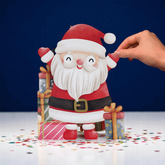 lasergesneden kerstkaart met bewegende ogen - Aww! So Cute! - kerstman