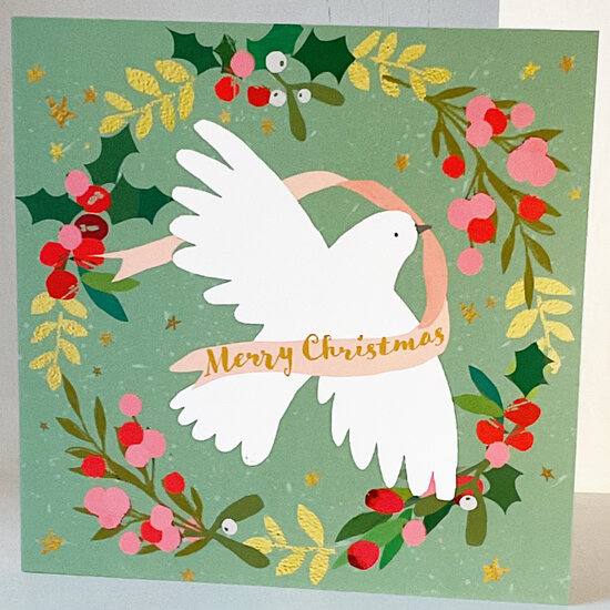 8 christelijke kerstkaarten voor amnesty international - merry christmas - duif | muller wenskaarten