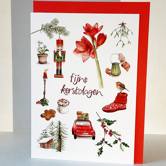 8 kerstkaarten Christa Mulder - fijne kerstdagen - amaryllis | muller wenskaarten | online kaarten bestellen