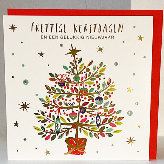 8 kerstkaarten Clare Maddicott - fijne kerstdagen en een gelukkig nieuwjaar - kerstboom | muller wenskaarten | online kaarten b