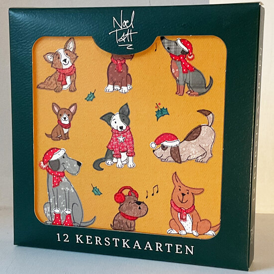 12 kerstkaarten noel tatt - prettige kerstdagen en een gelukkig nieuwjaar - honden