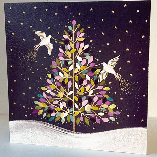 12 kerstkaarten noel tatt - prettige kerstdagen en een gelukkig nieuwjaar - kerstboom en duiven | muller wenskaarten