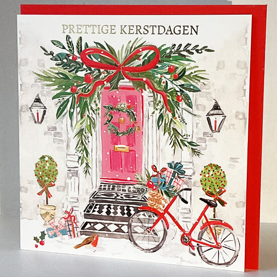 8 kerstkaarten Clare Maddicott - prettige kerstdagen - voordeur | muller wenskaarten | online kaarten bestellen