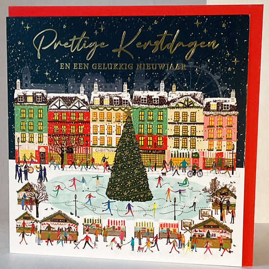 8 kerstkaarten Clare Maddicott - fijne kerstdagen en een gelukkig nieuwjaar - kerstdorp | muller wenskaarten | online kaarten b