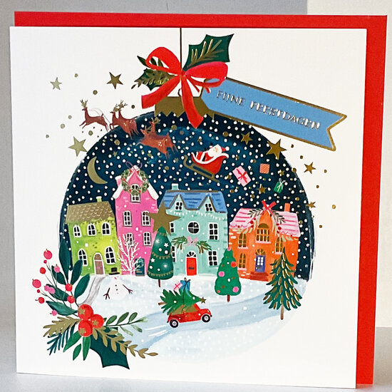 8 kerstkaarten Clare Maddicott - fijne feestdagen - kerstdorp | muller wenskaarten | online kaarten bestellen