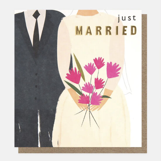 trouwkaart caroline gardner - just married - bruid en bruidegom | mullerwenskaarten.nl