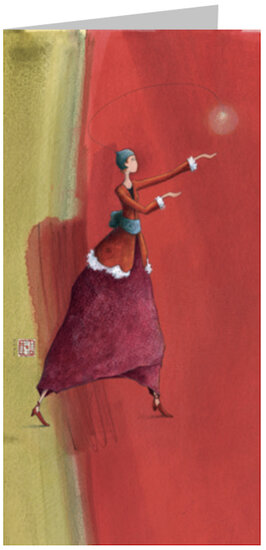 luxe kerstkaart ga&euml;lle boissonnard - kerstlicht - roodbruin | Muller wenskaarten