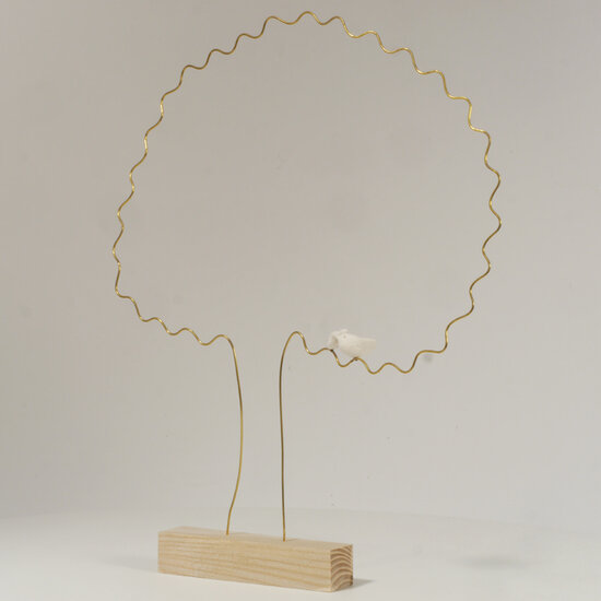 Sculptuur Laurent Tr&eacute;bout - gouden boom met tortelduifjes