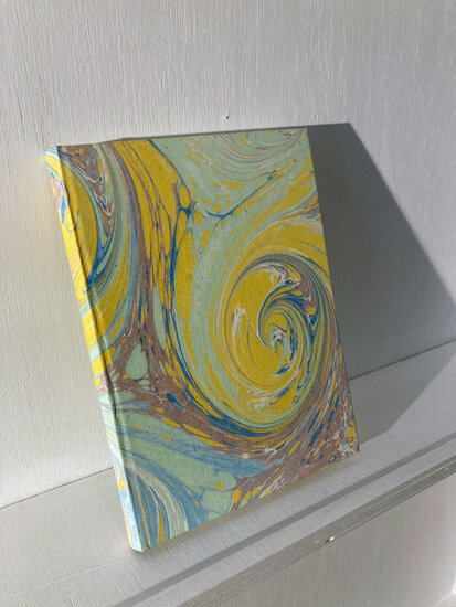 luxe A5 gelinieerd notitieboek - bruin, groen, geel, blauw