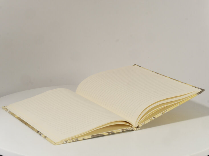 luxe gelinieerd notitieboek - groen, geel, bruin