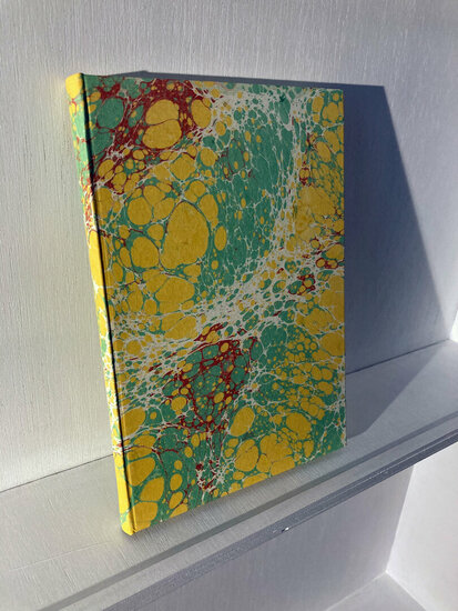 luxe gelinieerd notitieboek - groen, geel, bruin