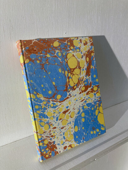 luxe gelinieerd notitieboek - blauw, geel, bruin