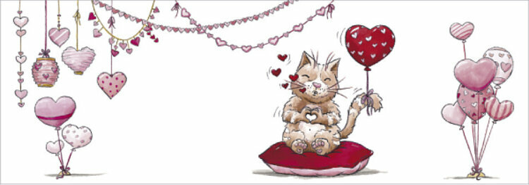 uitklapbare wenskaart cache-cache - kat en hartballon