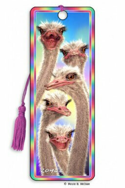 lenticulaire, 3d boekenlegger - struisvogels | muller wenskaarten