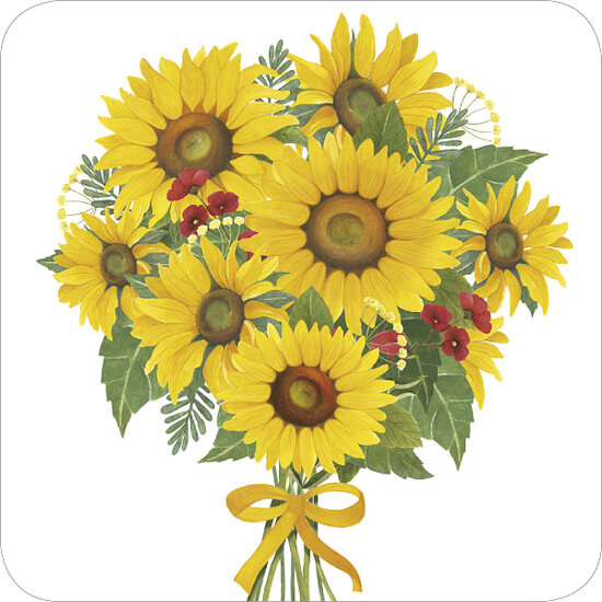 vierkante ansichtkaart met envelop - zonnebloemen | mullerwenskaarten
