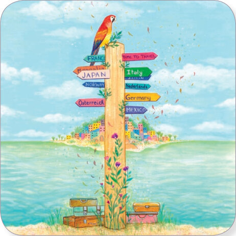 vierkante ansichtkaart met envelop van jehanne weyman - wegwijzer | mullerwenskaarten