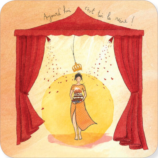 vierkante ansichtkaart met envelop van Anne-Sophie Rutsaert - aujourd&#039;hui c&#039;est toi la reine