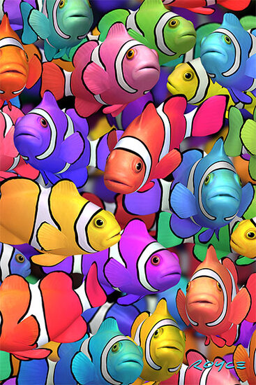 3d ansichtkaart - lenticulaire kaart - clownsvisjes|Muller wenskaarten