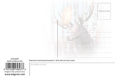 3d ansichtkaart - lenticulaire kaart - wolf eland