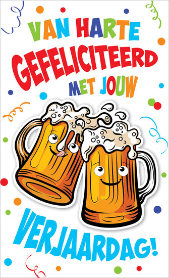verjaardagskaart - van harte gefeliciteerd met jouw verjaardag - bierpullen | muller wenskaarten