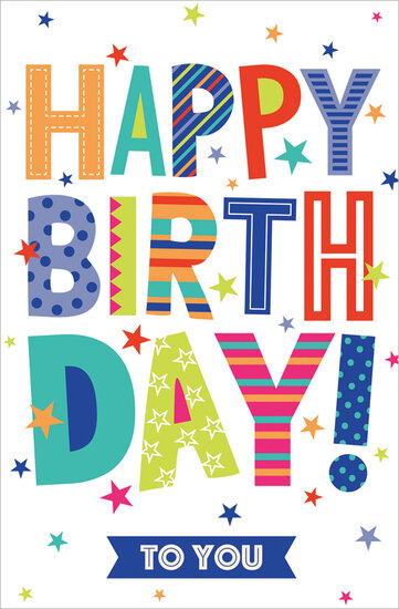 verjaardagskaart - happy birthday to you - gekleurde letters | muller wenskaarten