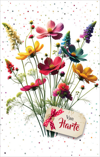 felicitatiekaart - van harte - bloemen | muller wenskaarten