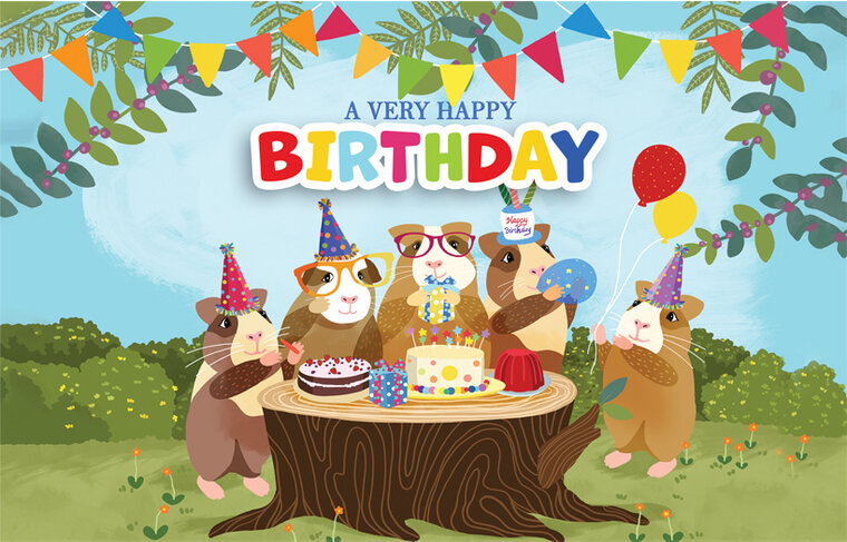 verjaardagskaart - a very happy birthday - cavia | muller wenskaarten