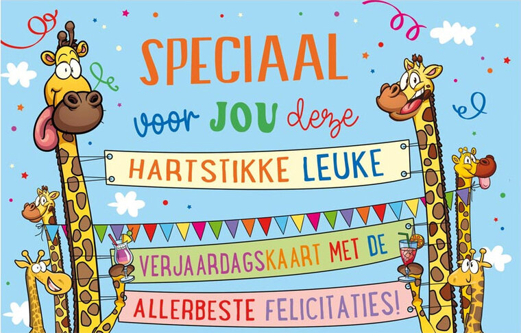 verjaardagskaart - hartstikke leuke verjaardagskaart - giraffe | muller wenskaarten