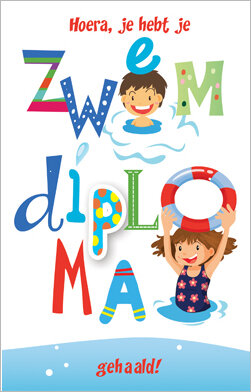wenskaart - zwemdiploma gehaald | muller wenskaarten