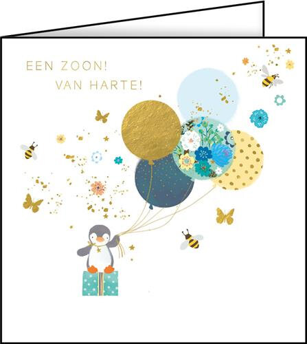 geboortekaart gold leaf - een zoon van harte|Muller wenskaarten