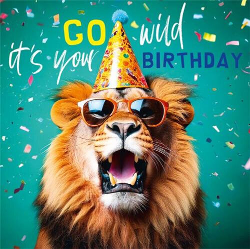 verjaardagskaart rapture - go wild it&#039;s your birthday - leeuw|Muller wenskaarten