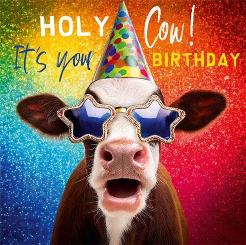verjaardagskaart rapture - holy cow it&#039;s your birthday - koe|Muller wenskaarten