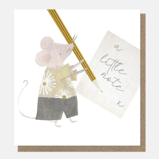 wenskaart caroline gardner - a little note - muis met pen |Muller wenskaarten