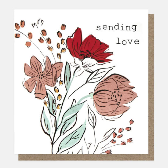 wenskaart caroline gardner - sending love - bloemen |Muller wenskaarten