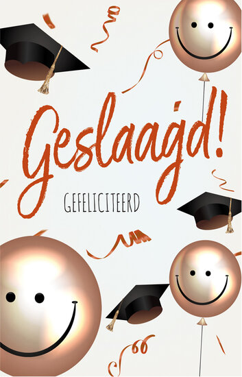 felicitatiekaart geslaagd - gefeliciteerd - smiley| muller wenskaarten