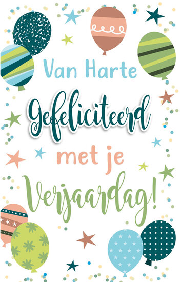 verjaardagskaart - van harte gefeliciteerd met je verjaardag - ballonnen | muller wenskaarten