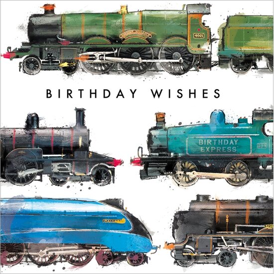 verjaardagskaart woodmansterne - birthday wishes - locomotief trein | muller wenskaarten