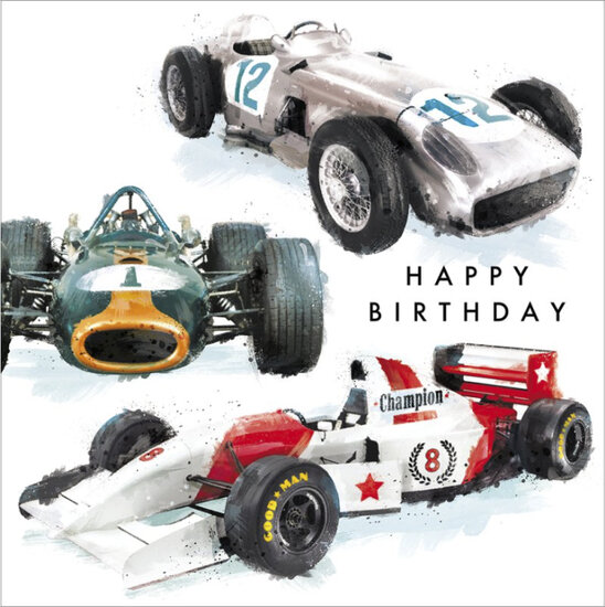verjaardagskaart woodmansterne -  happy birthday - race auto| muller wenskaarten