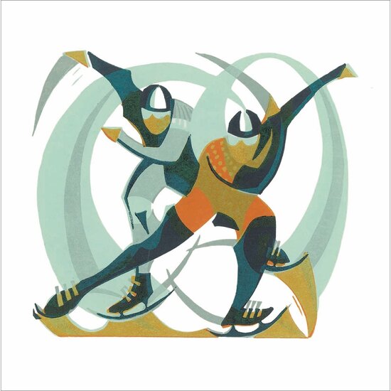 wenskaart woodmansterne - schaatsen | muller wenskaarten