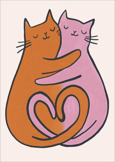 wenskaart woodmansterne - katten geven knuffel | muller wenskaarten