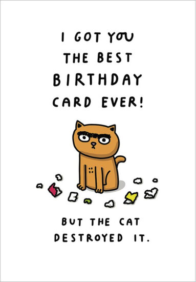 verjaardagskaart woodmansterne - the cat destroyed it | muller wenskaarten