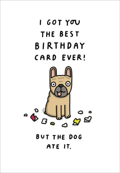 verjaardagskaart woodmansterne - the dog ate it| muller wenskaarten