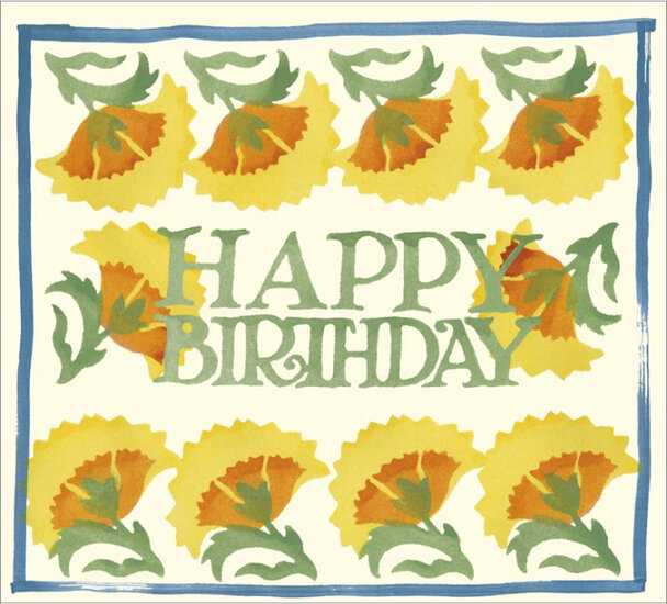 verjaardagskaart emma bridgewater - happy birthday - gele bloemen| muller wenskaarten