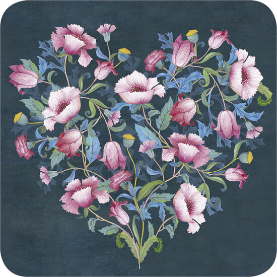 vierkante ansichtkaart met envelop van Mila - hart in bloei | muller wenskaarten