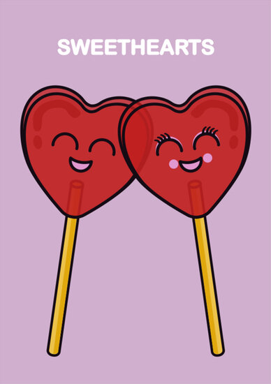 wenskaart sugar rush - sweethearts - hartlollies | muller wenskaarten | online kaarten bestellen