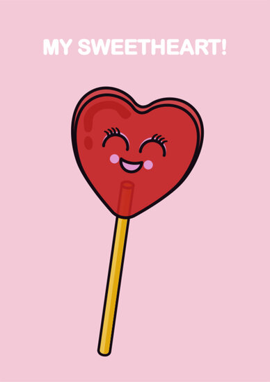 wenskaart sugar rush - my sweetheart - lolly | muller wenskaarten | online kaarten bestellen