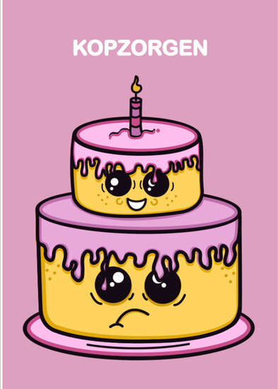 wenskaart sugar rush - kopzorgen| muller wenskaarten | online kaarten bestellen