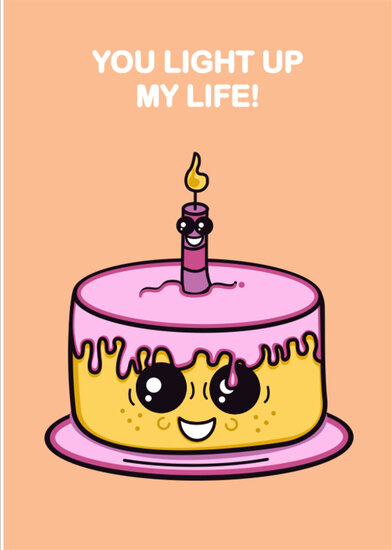 wenskaart sugar rush - you light up my life| muller wenskaarten | online kaarten bestellen