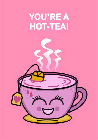 wenskaart sugar rush - you're a hot-tea| muller wenskaarten | online kaarten bestellen