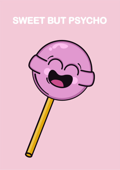 wenskaart sugar rush - sweet but psycho| muller wenskaarten | online kaarten bestellen